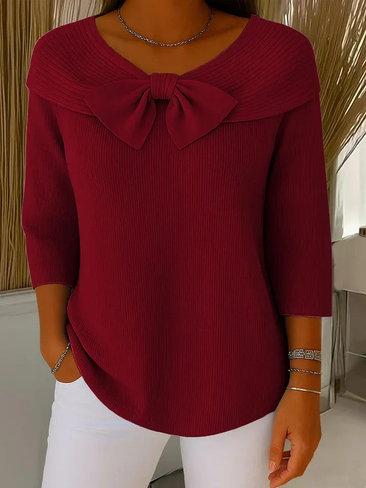 Serenna Sweater with Bow and Round Neckline