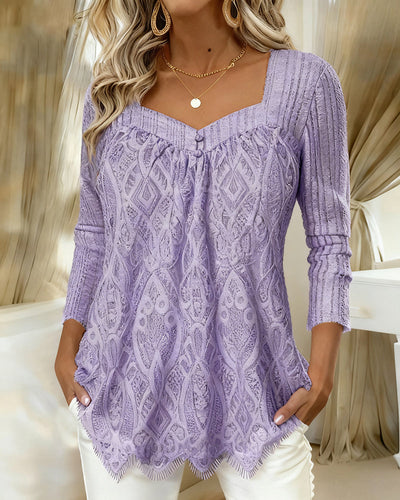 Square Neck Lace Underarm Top