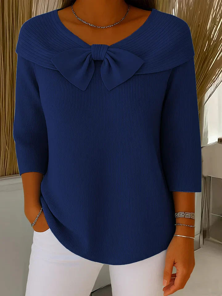 Serenna Sweater with Bow and Round Neckline