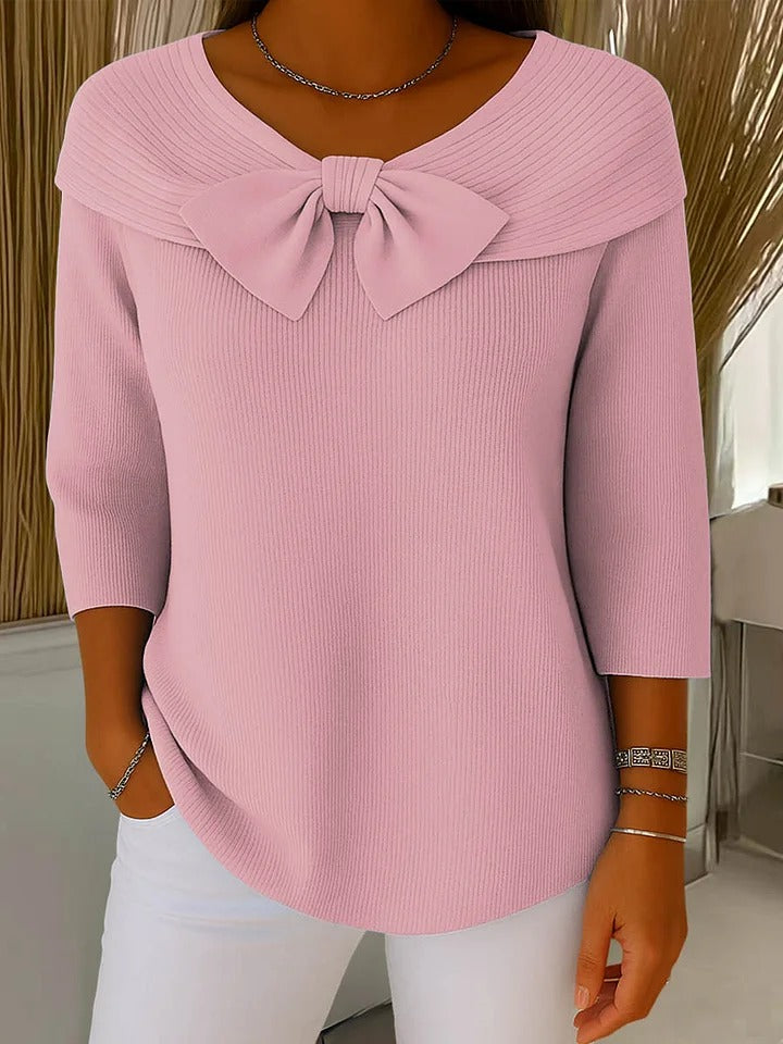 Serenna Sweater with Bow and Round Neckline