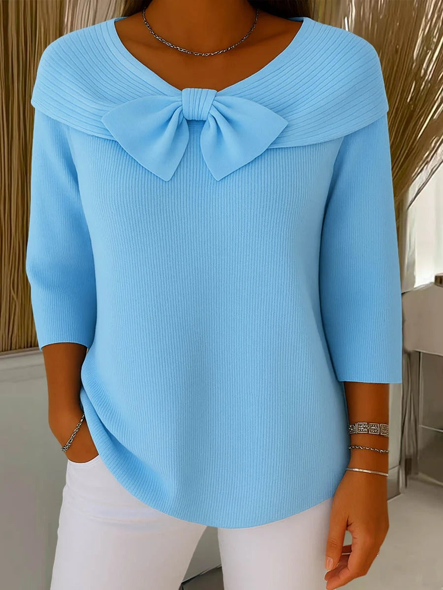 Serenna Sweater with Bow and Round Neckline
